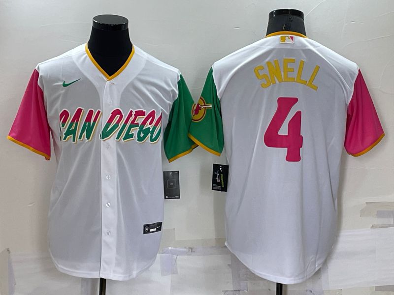 Men San Diego Padres #4 Snell White City Edition Game Nike 2022 MLB Jersey